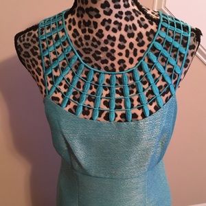 Antonio Melani Turquoise Mint Metallic Strappy Drs